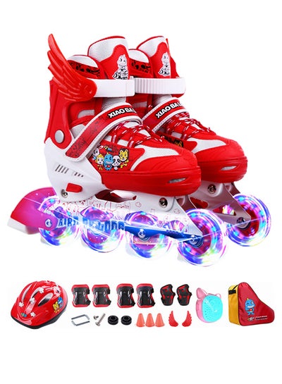 Buy Tri Line Adjustable Roller Skates With Protective Gears And Accessories 41cm in Saudi Arabia