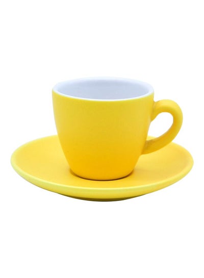 Buy Ceramic Cup With Saucer Yellow 100ml in Saudi Arabia