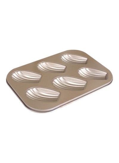 Buy 6-Cavity Carbon Steel Patterned Baking Mould Gold 26.5x1.7x18.5centimeter in Saudi Arabia