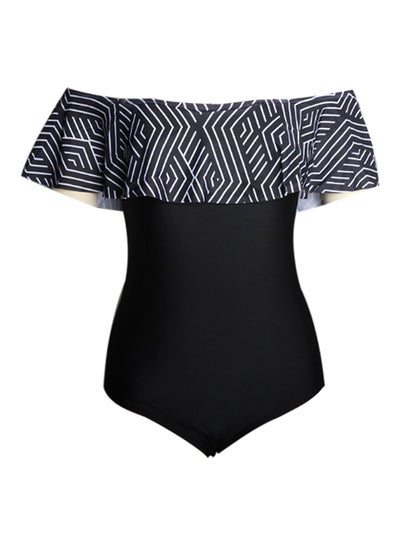 Buy Zig-Zag One-Piece Swimsuit Black in UAE