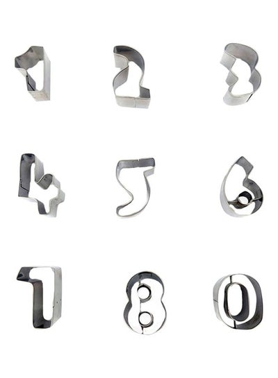 Buy 9-Piece Stainless Steel Number Design Cookie Cutters Silver in Egypt