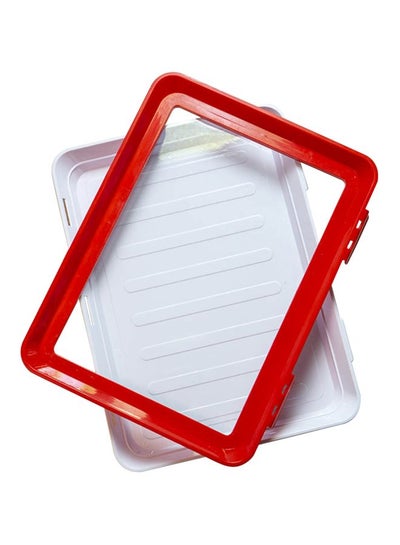 Buy Polypropylene Food Stackable Vacuum Preservation Tray With Elastic Lid Red/Clear 27.5x27.5x3.5cm in Egypt