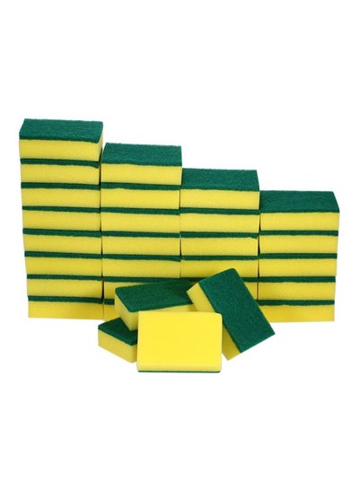 Buy 30-Piece Double-Faced Sponge Green/Yellow 10x7x3centimeter in UAE