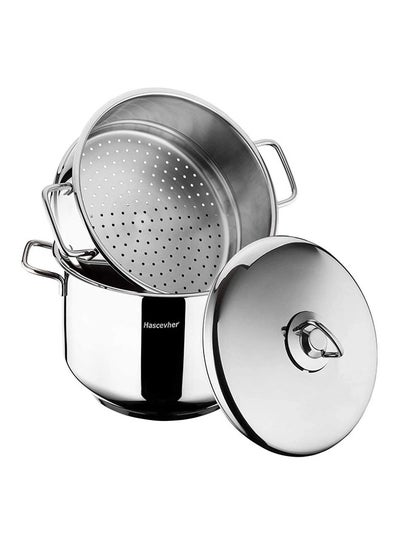 Buy 3-Piece Stainless Steel Steamer Set Silver 28centimeter in UAE