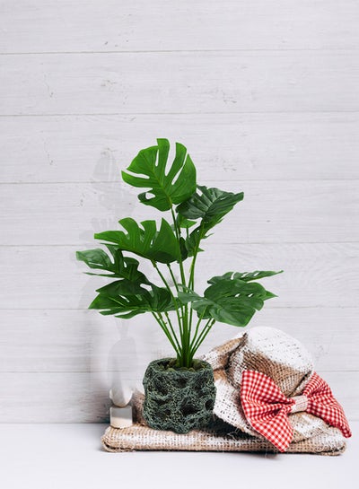 Buy Tabletop Artificial Plant With Vase Green/Grey in UAE