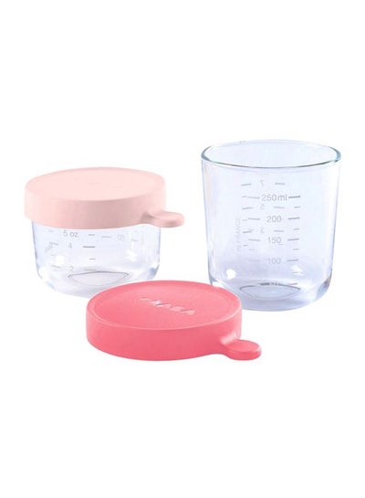 Buy 2-Piece Food Conservation Jar Set - Clear/Pink/Peach in UAE