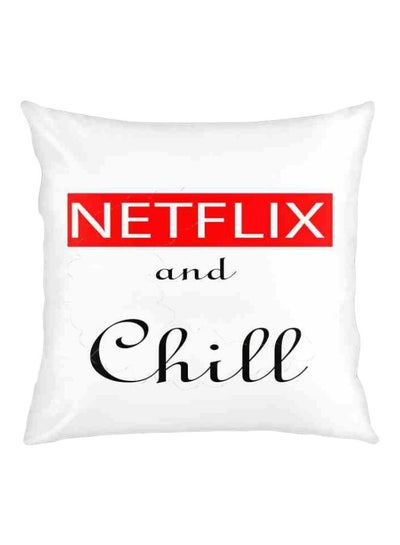 اشتري غطاء وسادة مطبوع عليه عبارة "Netflix And Chill" أبيض/أحمر/أسود 40x40سنتيمتر في السعودية