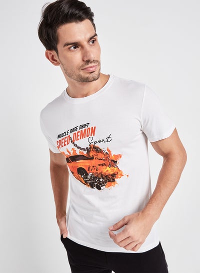 Buy Car Graphic T-Shirt White in Saudi Arabia