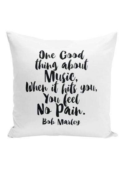 Buy Bob Marley Quote Printed Decorative Pillow White/Black 16x16inch in UAE