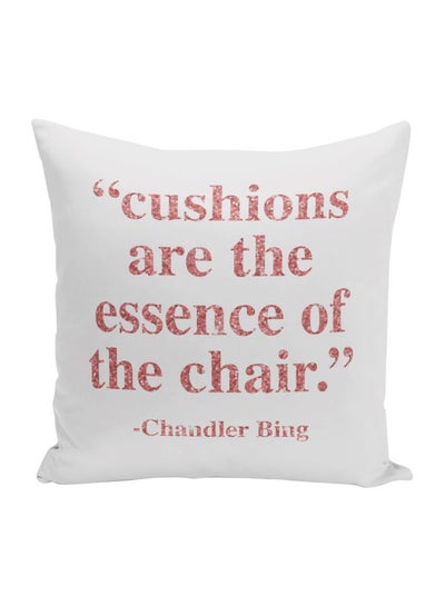 Buy Cushions Are The Essence Of The Chair Quote Printed Decorative Pillow White/Pink 16x16inch in UAE