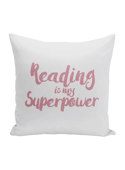 اشتري وسادة زينة بطبعة عبارة:"Reading Is My Superpower" أبيض/ وردي 16x16بوصة في الامارات