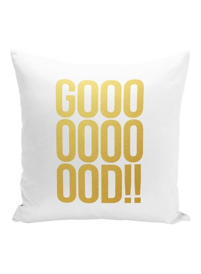 Buy Good Printed Decorative Pillow White/Gold 16x16inch in UAE