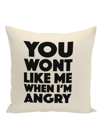 Buy Quote Printed Decorative Pillow Beige/Black 16x16inch in UAE