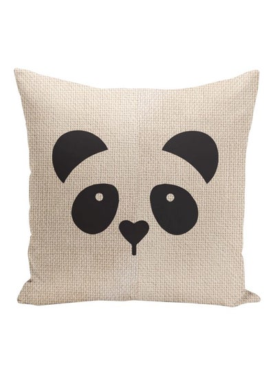 Buy Cute Panda Printed Decorative Pillow Beige/Black 16x16inch in UAE