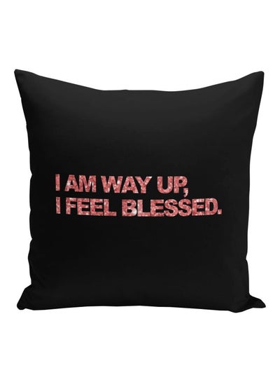 Buy Way Up Quote Printed Decorative Pillow Black/Pink 16x16inch in Saudi Arabia