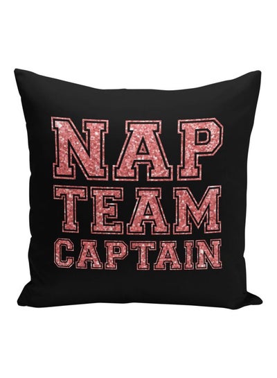 اشتري وسادة زينة مطبوعة بعبارة "Nap Team Captain" أسود/وردي 16x16بوصة في السعودية