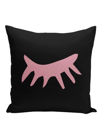 Buy Left Eye Lash Printed Decorative Pillow Black/Pink 16x16inch in Saudi Arabia