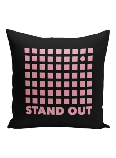 Buy Stand Out Printed Decorative Pillow Black/Pink 16x16inch in UAE