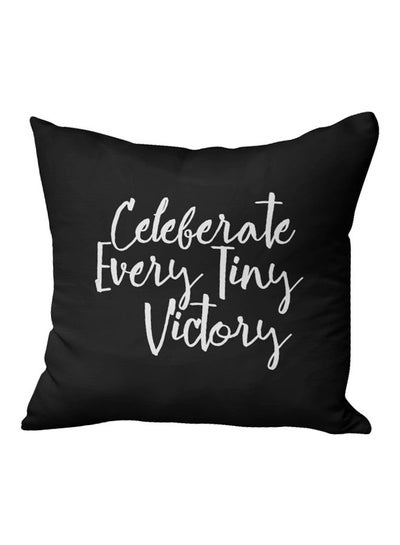 اشتري وسادة زينة مطبوع عليها عبارة "Celebrate Every Tiny Victory" أسود/ لؤلؤي/ أبيض 16x16بوصة في السعودية