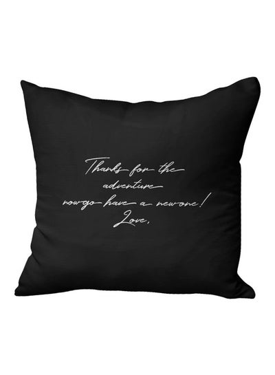 Buy Love Quote Printed Decorative Pillow Black/White 16x16inch in UAE