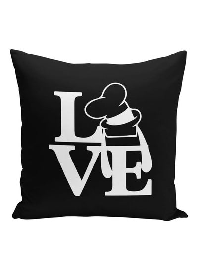 Buy Love Cartoon Printed Decorative Pillow Black/White 16x16inch in Saudi Arabia