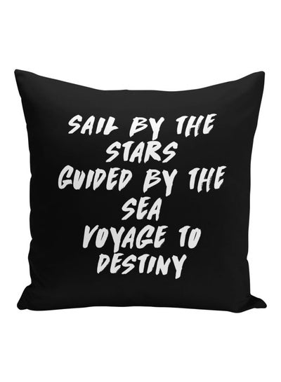 Buy Printed Decorative Pillow Black/Pearl White 16x16inch in Saudi Arabia