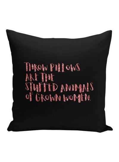 Buy Quote Printed Decorative Pillow Black/Pink 16x16inch in Saudi Arabia