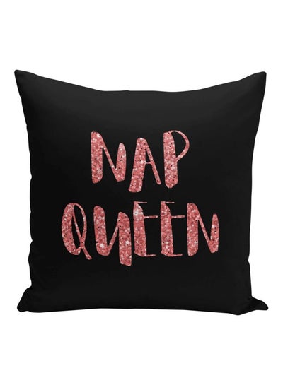 Buy Nap Queen Printed Decorative Pillow Black/Pink 16x16inch in Saudi Arabia