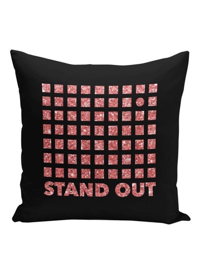 Buy Stand Out Printed Decorative Pillow Black/Pink 16x16inch in Saudi Arabia