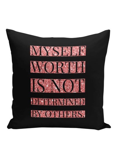 Buy Quote Printed Decorative Pillow Black/Pink 16x16inch in Saudi Arabia