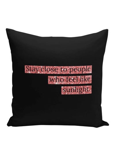 Buy Quote Printed Decorative Pillow Black/Pink 16x16inch in Saudi Arabia