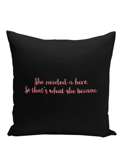 Buy Quote Printed Decorative Pillow Black/Pink 16x16inch in Saudi Arabia