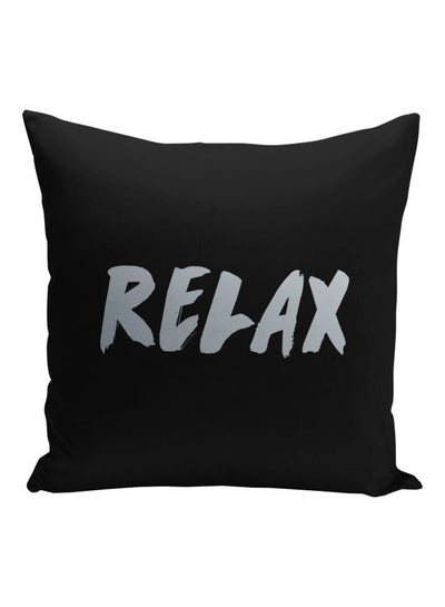 اشتري وسادة للزينة بطبعة كلمة "Relax" أسود/رمادي 16x16بوصة في السعودية