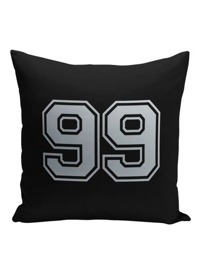 Buy Number 99 Printed Decorative Pillow Black/Grey 16x16inch in Saudi Arabia