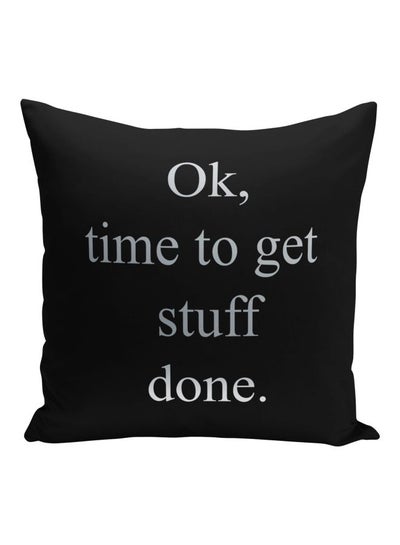 Buy Quote Printed Decorative Pillow Black/Silver 16x16inch in Saudi Arabia