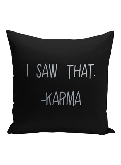 اشتري "وسادة زينة مطبوع عليها عبارة "I Saw That Karma" أسود / أبيض كريمي 16x16بوصة في السعودية