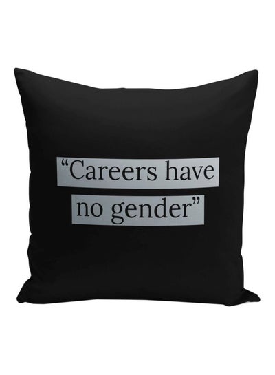 اشتري "وسادة زينة مطبوع عليها اقتباس "Careers Have No Gender" أسود/فضي 16x16بوصة في السعودية