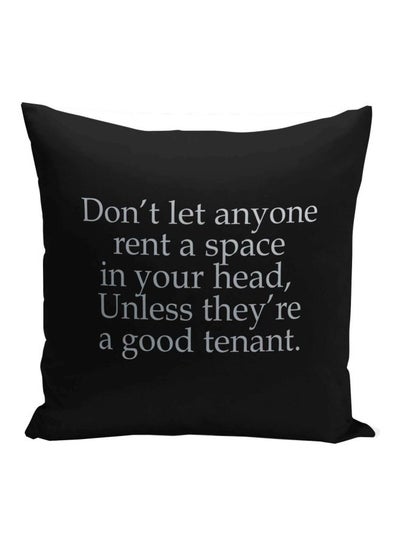 Buy Good Tenant Quote Printed Decorative Pillow Black/Silver 16x16inch in UAE