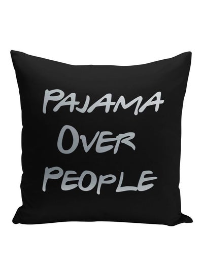 Buy Pajama Over People Printed Decorative Pillow Black/Silver 16x16inch in Saudi Arabia