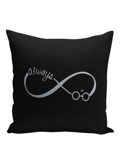 Buy Metallic Infinity Always Printed Decorative Pillow Black/Silver 16x16inch in Saudi Arabia