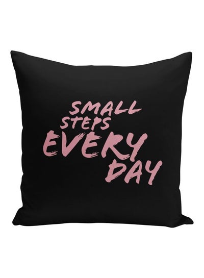 اشتري "وسادة زينة مطبوع عليها عبارة "Small Steps Every Day" أسود/وردي 16x16بوصة في الامارات