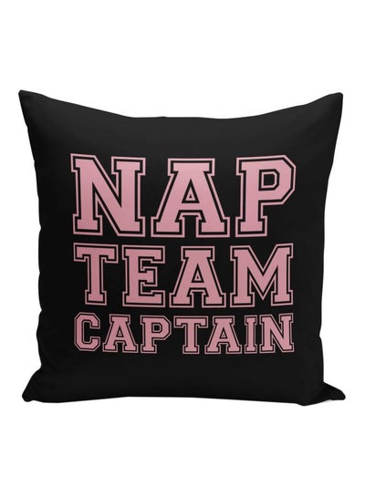 Buy Nap Team Captain Printed Decorative Pillow Black/Pink 16x16inch in Saudi Arabia