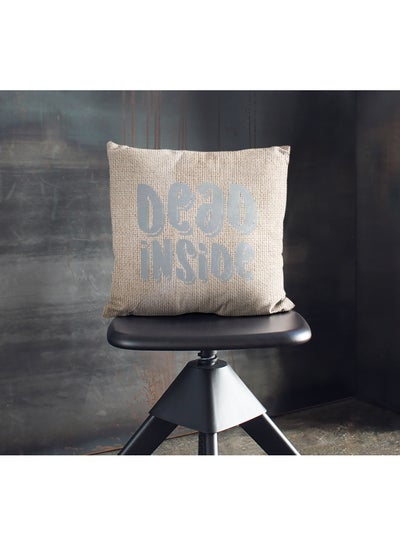 Buy Dead Inside Printed Decorative Pillow Beige/Silver 16x16inch in UAE