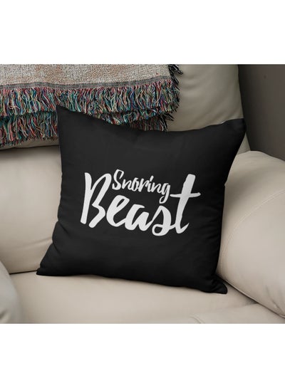 اشتري وسادة للزينة بطبعة عبارة "Snoring Beast" أسود/ أبيض 16x16بوصة في السعودية