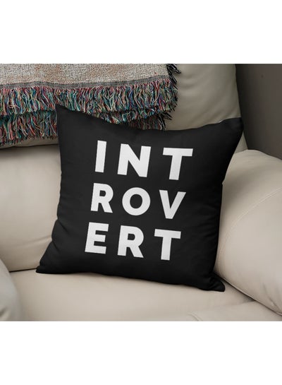 Buy Introvert Printed Decorative Pillow Black/White 16x16inch in Saudi Arabia