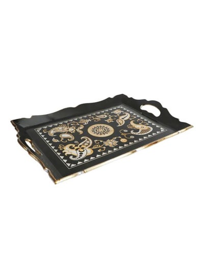 Buy Printed Serving Tray Black/White/Gold 51x36x5centimeter in Saudi Arabia