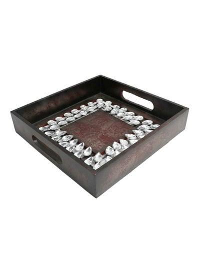 Buy Alloy Serving Tray Brown/Silver 35x35x7cm in Saudi Arabia