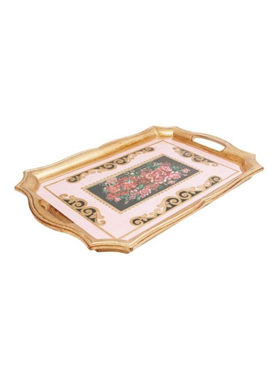 Buy Printed Wooden Serving Tray Pink/Brown/Red 50x33x4centimeter in Saudi Arabia