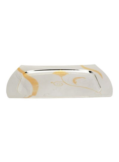 اشتري Alloy Floral Designed Serving Tray Silver/Gold 25x2x36centimeter في السعودية