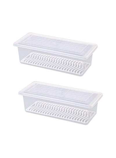 Buy Food Storage Container For Refrigerator With Removable Drain Tray White 30.7 x 15 x 14.2cm in UAE